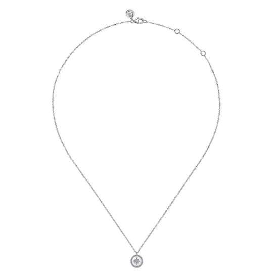 925 Sterling Silver Round Star Pendant Necklace angle 2