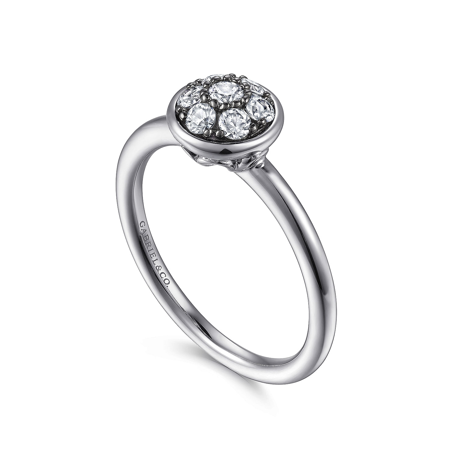 925 Sterling Silver Round White Sapphire Cluster Ring