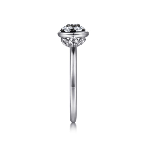 925 Sterling Silver Round White Sapphire Cluster Ring