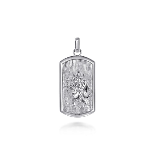 925 Sterling Silver Saint Christopher Dog Tag Pendant