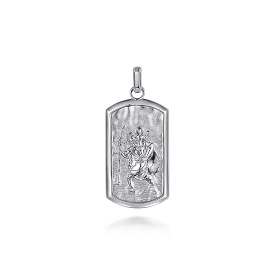 Gabriel - 925 Sterling Silver Saint Christopher Dog Tag Pendant