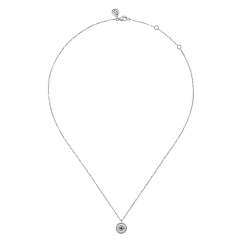 925 Sterling Silver Sapphire and Diamond Evil Eye Pendant Necklace