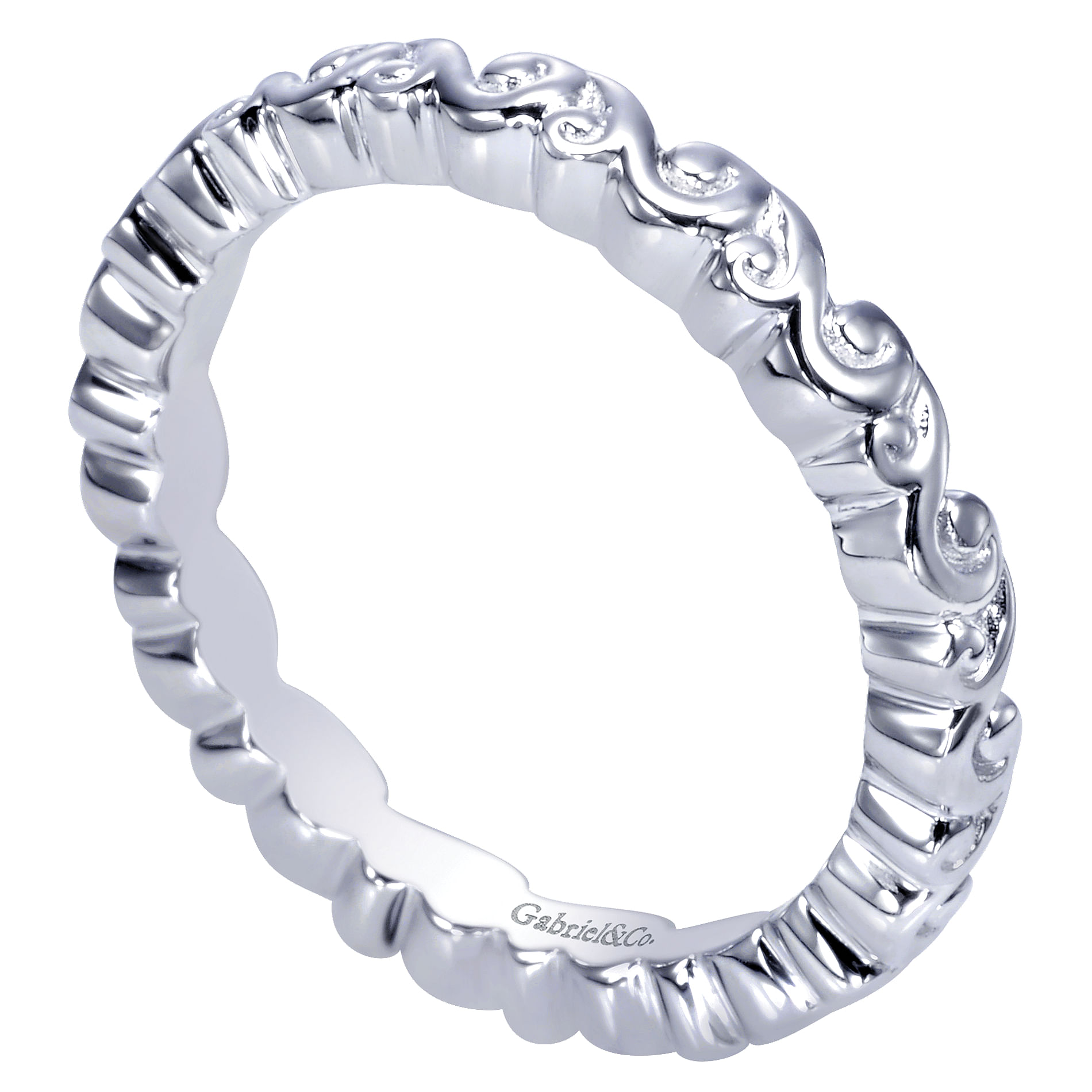 925 Sterling Silver Scroll Pattern Band