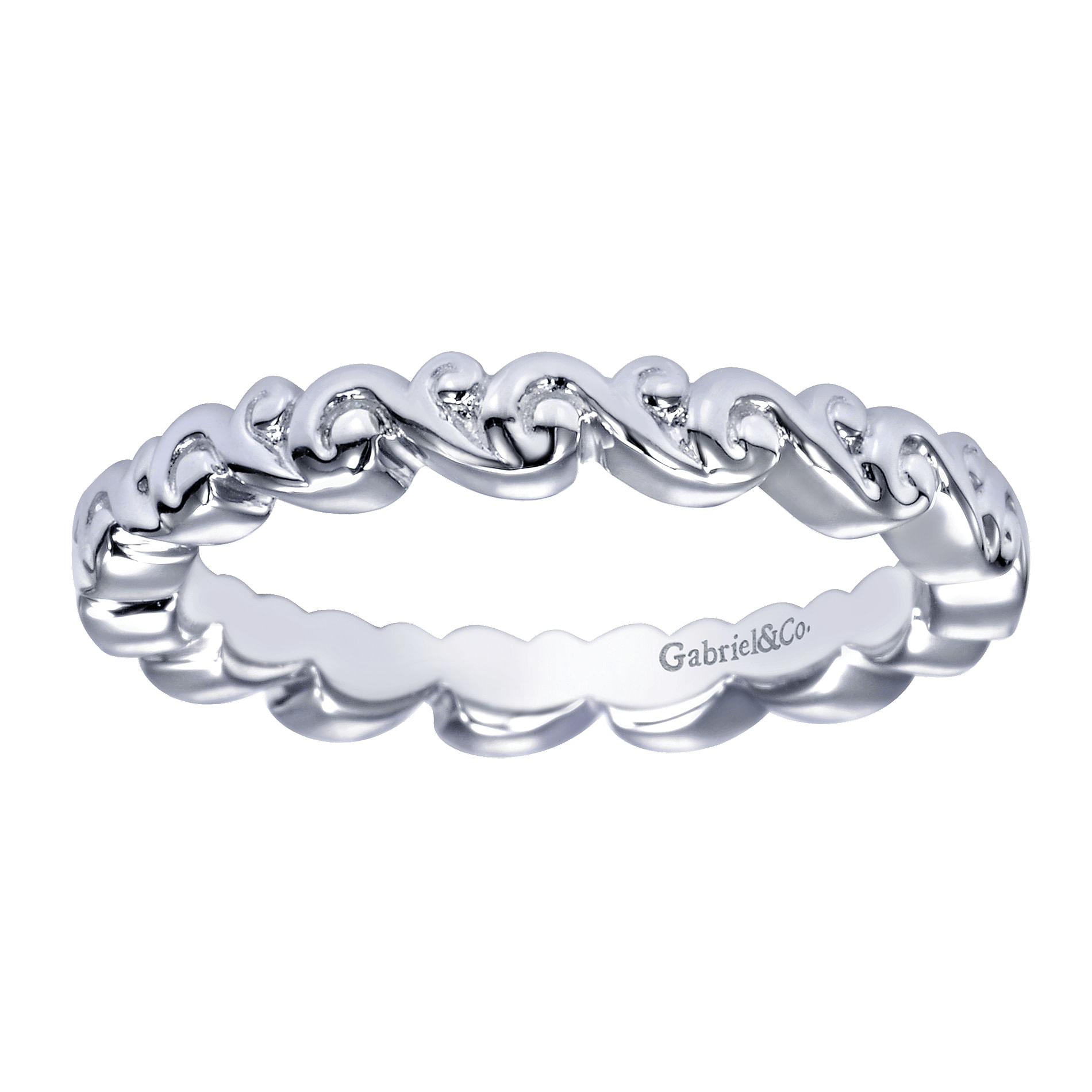 925 Sterling Silver Scroll Pattern Band