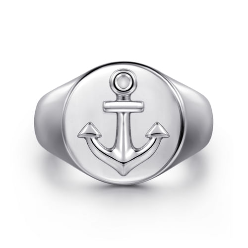 925 Sterling Silver Signet Mens Ring in High Polished Finish