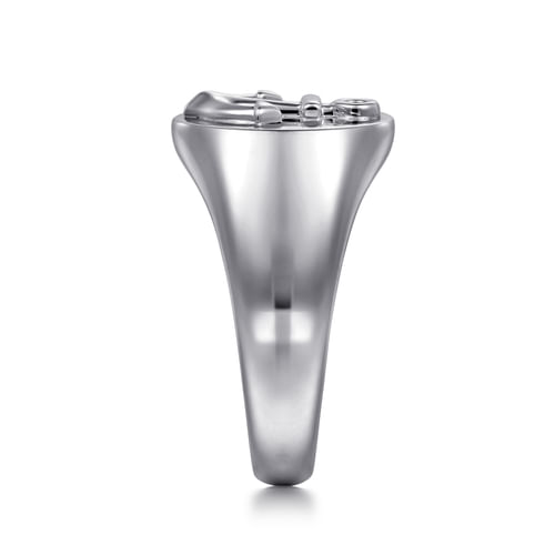 925 Sterling Silver Signet Mens Ring in High Polished Finish