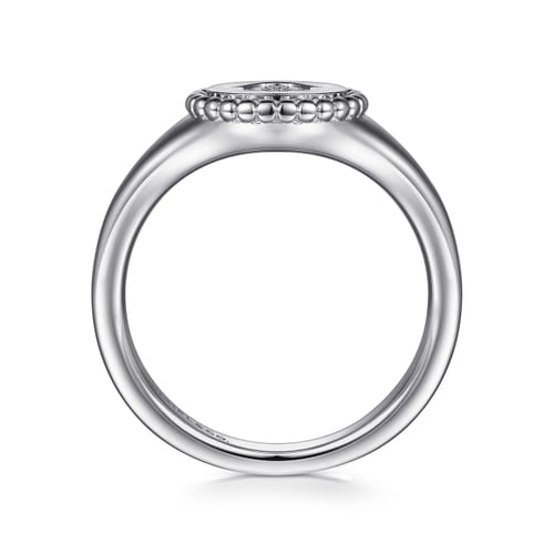 925 Sterling Silver Signet Ring with Diamond Hamsa