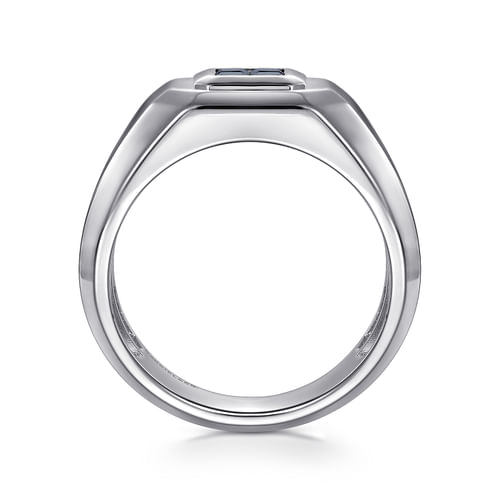 925 Sterling Silver Signet Ring with Princess Cut Sapphires