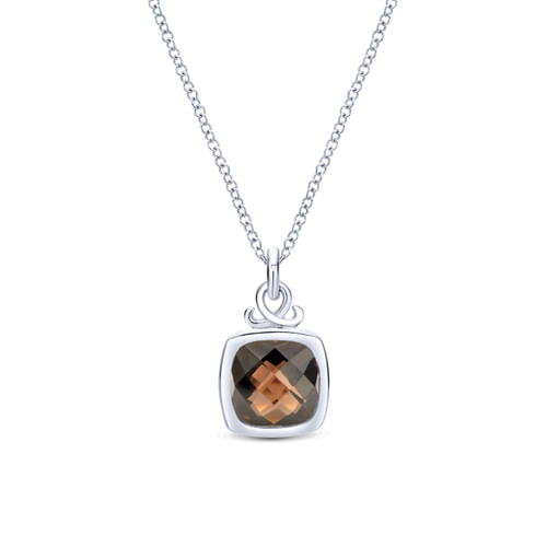 925 Sterling Silver Smoky Quartz Pendant Necklace