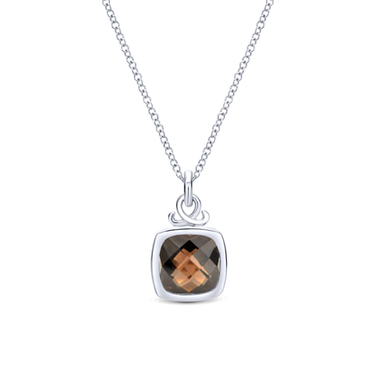 Gabriel - 925 Sterling Silver Smoky Quartz Pendant Necklace