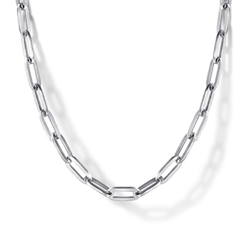 925 Sterling Silver Solid Paper Clip Chain Necklace 925 Sterling Silver Solid Paper Clip Chain Necklace