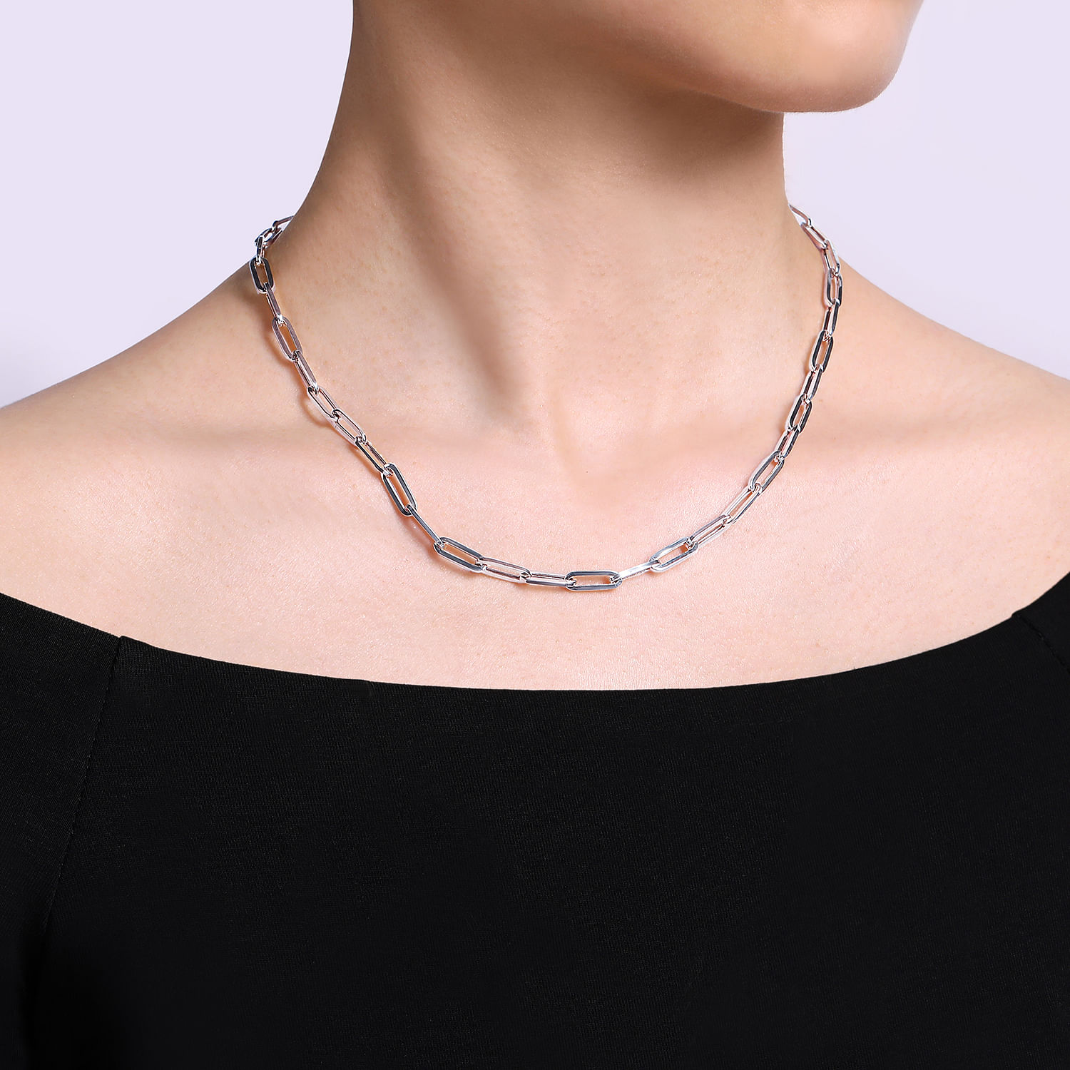 925 Sterling Silver Solid Paper Clip Chain Necklace