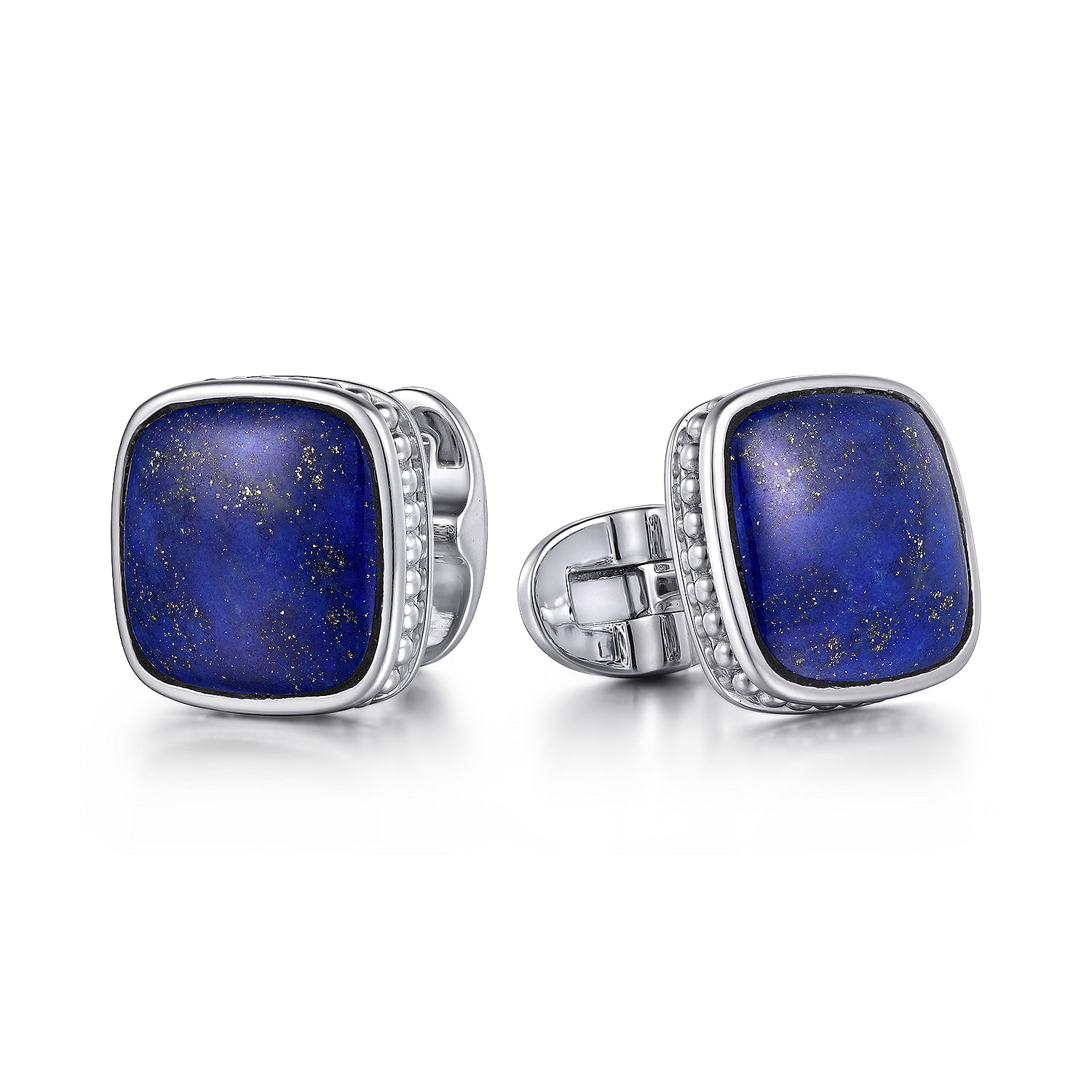 925 Sterling Silver Square Cufflinks with Lapis Stones