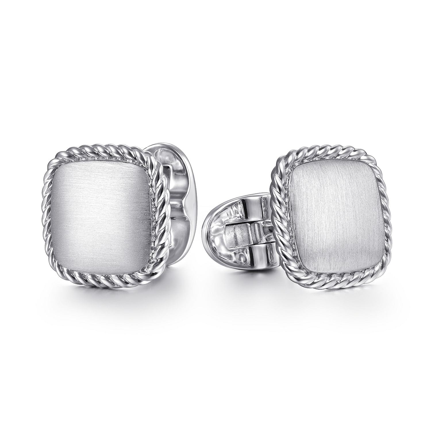 925 Sterling Silver Square Cufflinks with Twisted Rope Trim
