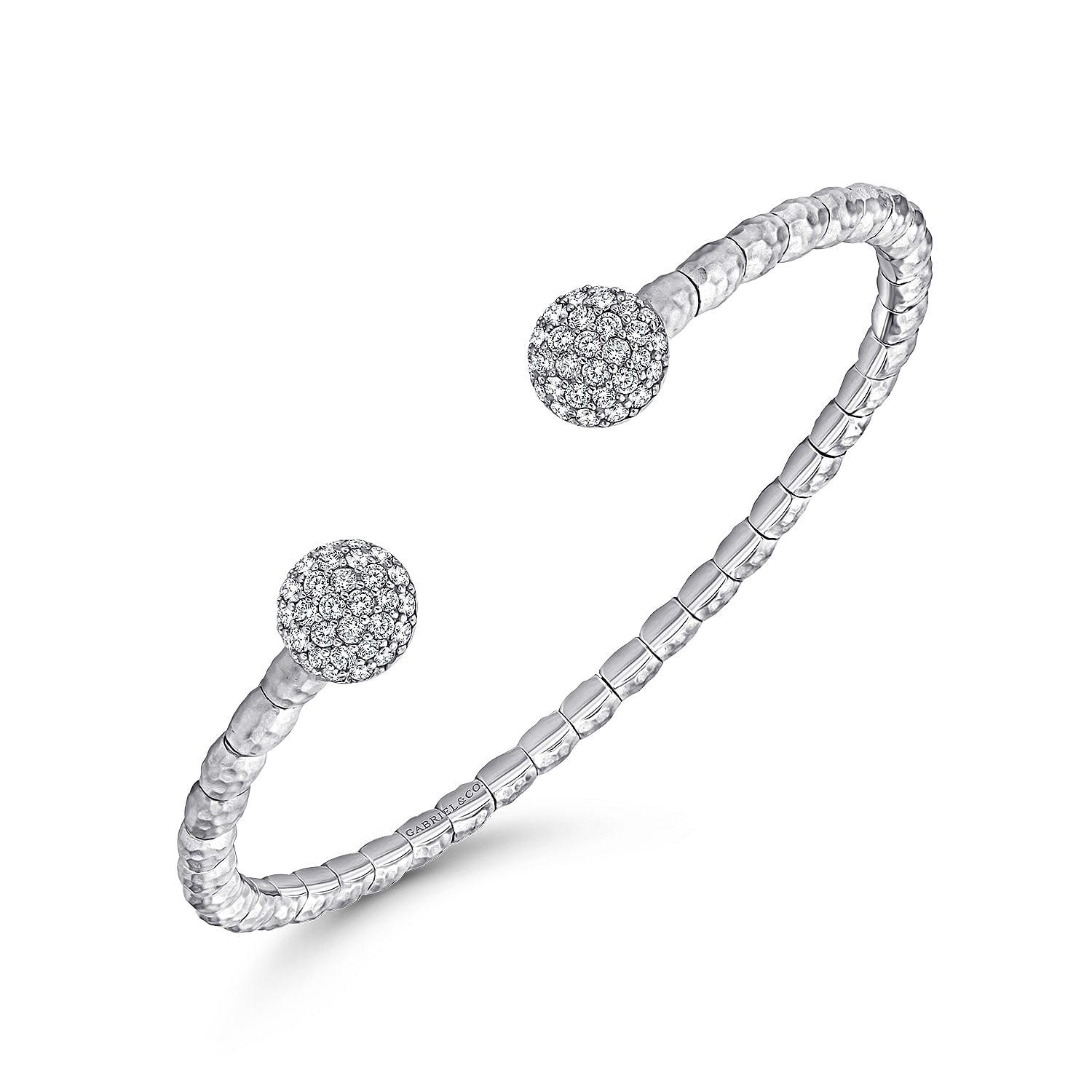 925 Sterling Silver-Stainless Steel White Sapphire Open Cuff Bangle