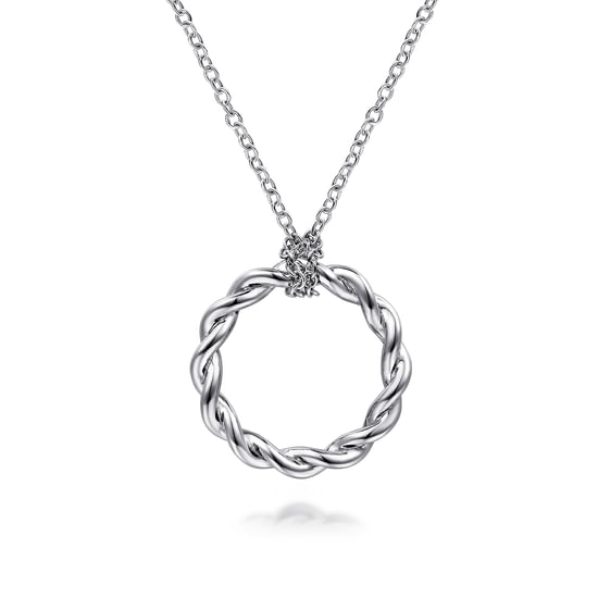 Gabriel - 925 Sterling Silver Stronger Together Round Pendant Necklace