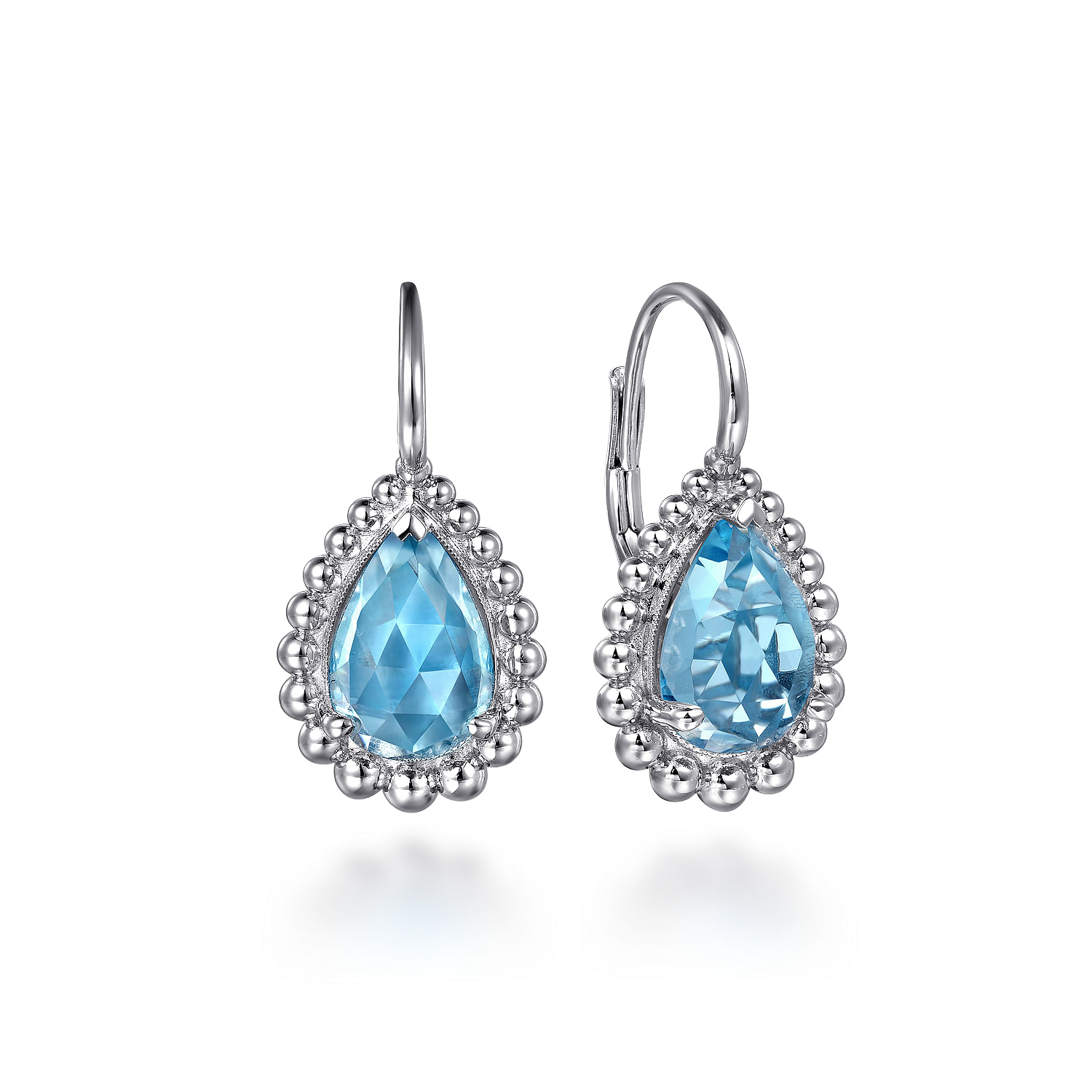 925 Sterling Silver Swiss Blue Topaz Bujukan Stud  Earrings
