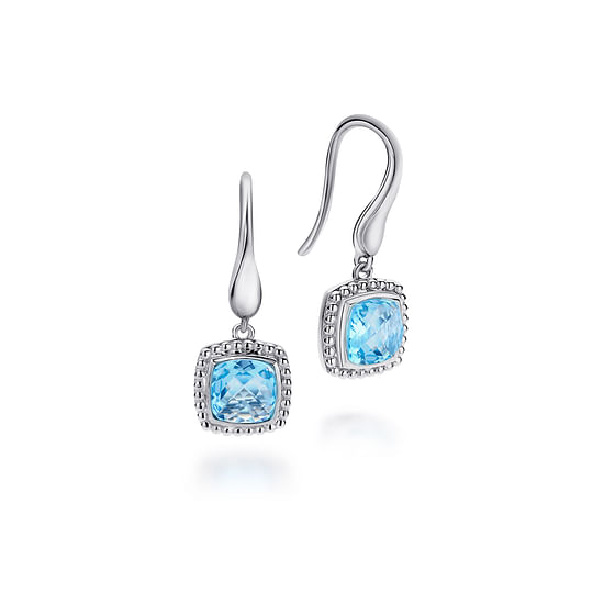 Gabriel - 925 Sterling Silver Swiss Blue Topaz Drops Earrings