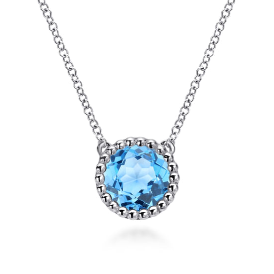 Gabriel - 925 Sterling Silver Swiss Blue Topaz Pendant Necklace