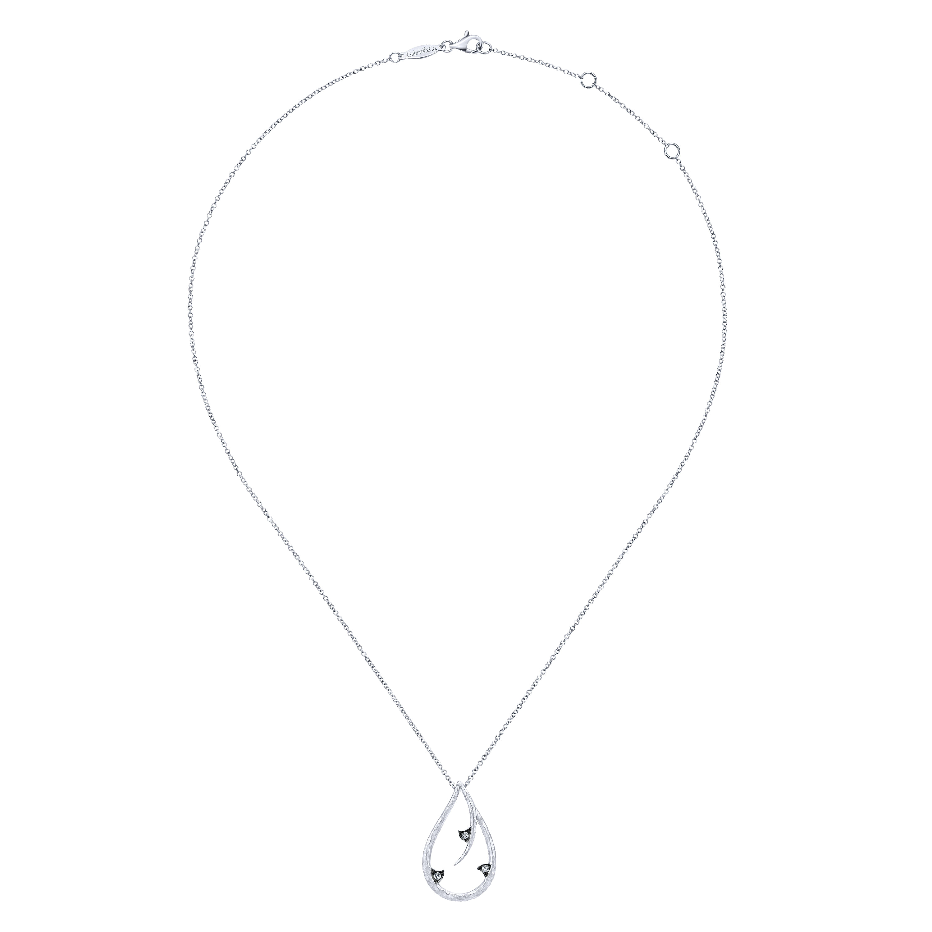 925 Sterling Silver Teardrop Pendant Necklace with White Sapphire