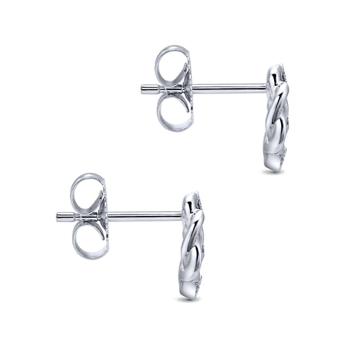 925 Sterling Silver Twisted Knot Diamond Stud Earrings