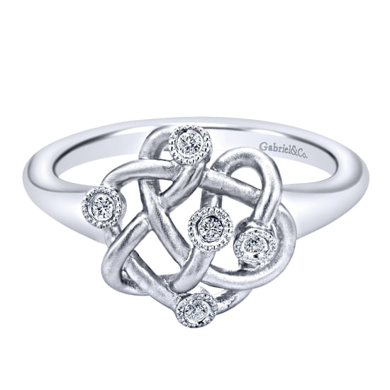 Gabriel - 925 Sterling Silver Twisted Ring with Diamond Accents