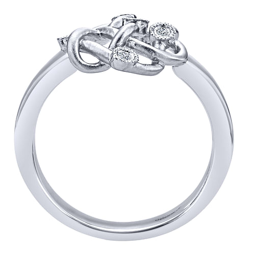 925 Sterling Silver Twisted Ring with Diamond Accents
