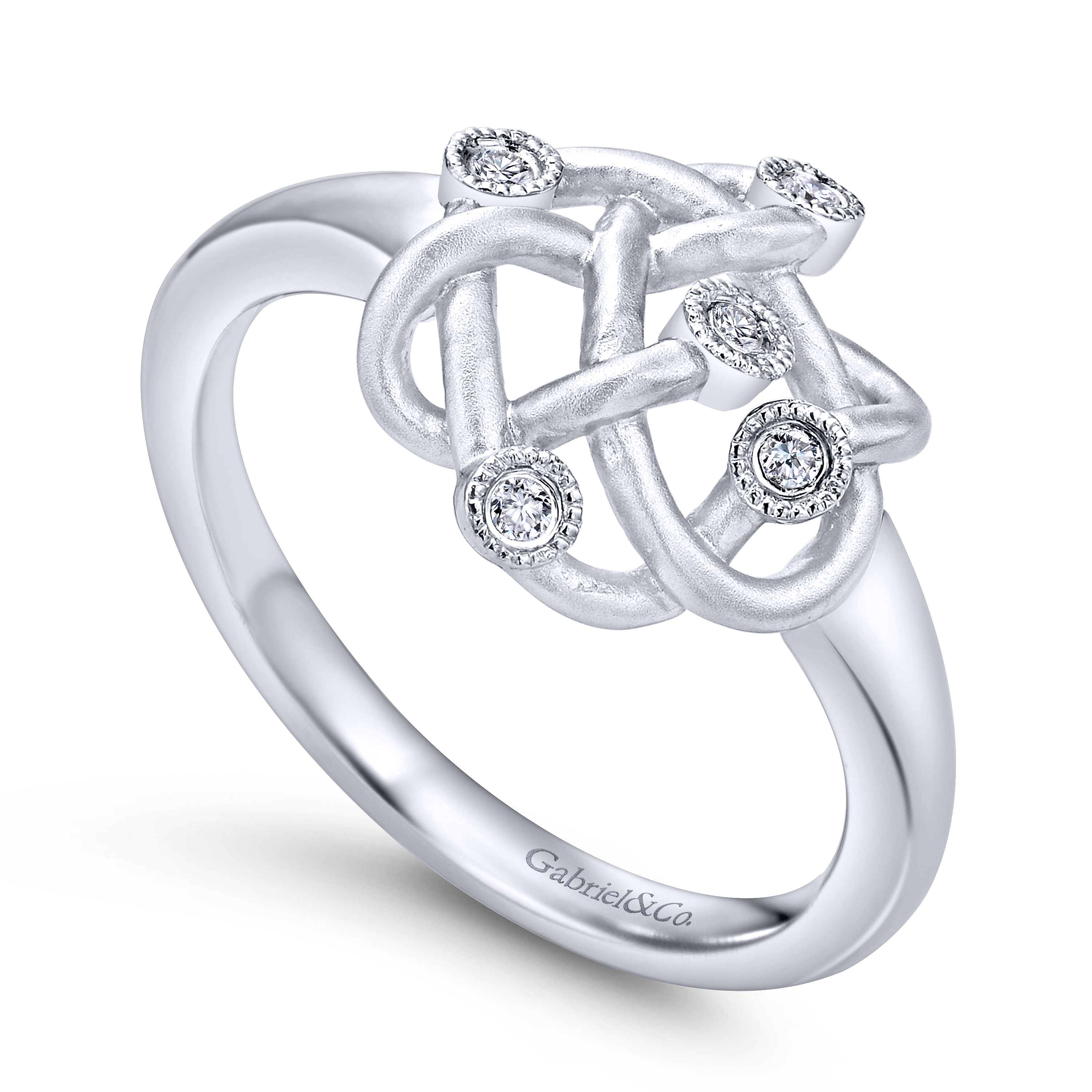 925 Sterling Silver Twisted Ring with Diamond Accents