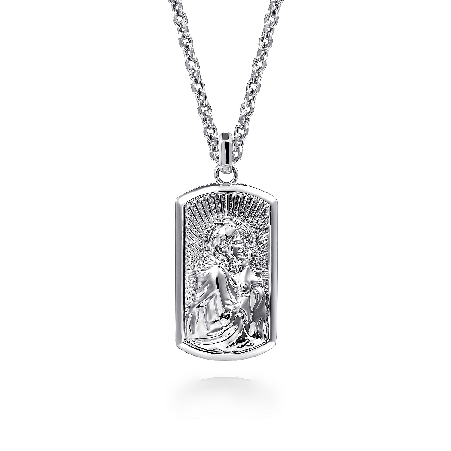 925 Sterling Silver Virgin Mary & Jesus Men's Pendant
