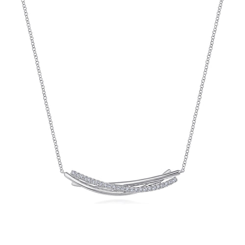 925 Sterling Silver White Sapphire Bar Necklace