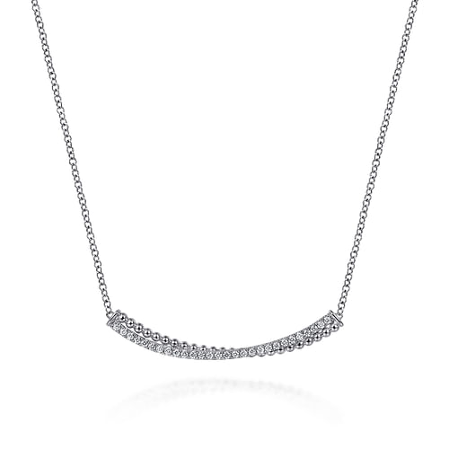 925 Sterling Silver White Sapphire Bujukan Bar Necklace