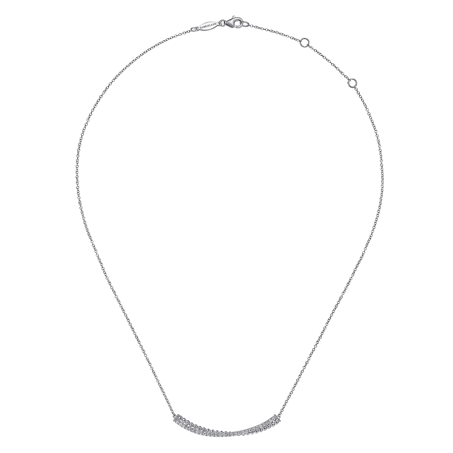 925 Sterling Silver White Sapphire Bujukan Bar Necklace