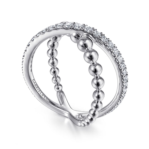 925 Sterling Silver White Sapphire Bujukan Criss Cross Ring