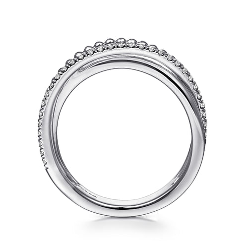 925 Sterling Silver White Sapphire Bujukan Criss Cross Ring