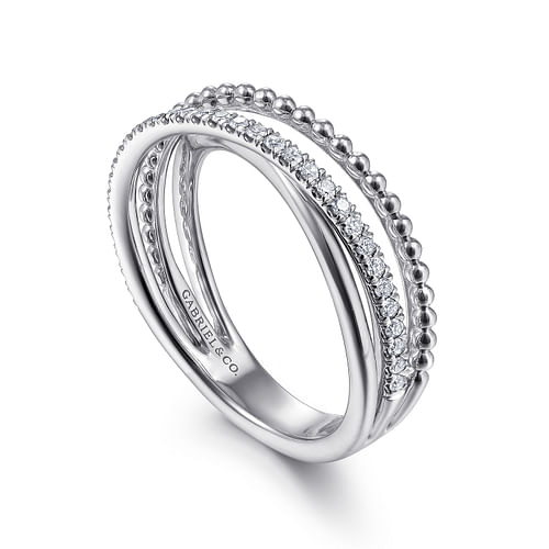 925 Sterling Silver White Sapphire Bujukan Criss Cross Ring