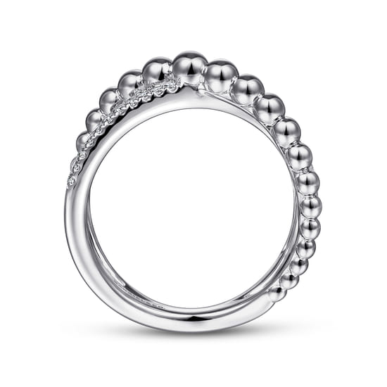925 Sterling Silver White Sapphire Bujukan Criss Cross Ring angle 2 925 Sterling Silver White Sapphire Bujukan Criss Cross Ring angle 2