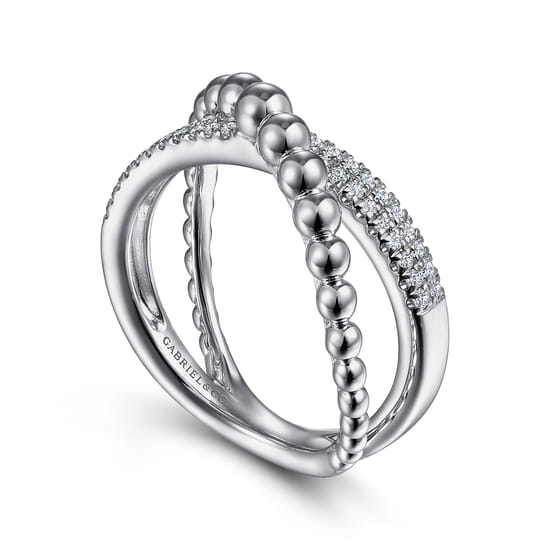925 Sterling Silver White Sapphire Bujukan Criss Cross Ring angle 3 925 Sterling Silver White Sapphire Bujukan Criss Cross Ring angle 3