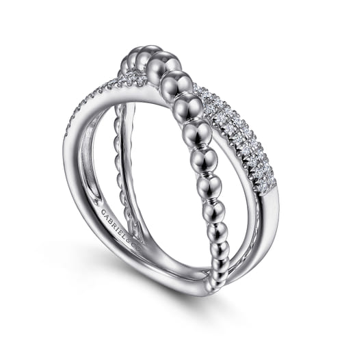 925 Sterling Silver White Sapphire Bujukan Criss Cross Ring 925 Sterling Silver White Sapphire Bujukan Criss Cross Ring