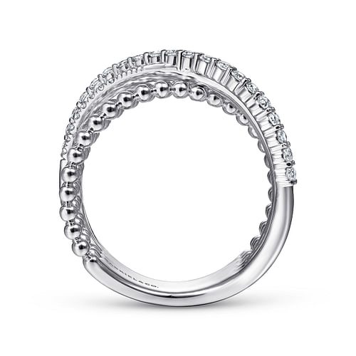 925 Sterling Silver White Sapphire Bujukan Criss CrossRing