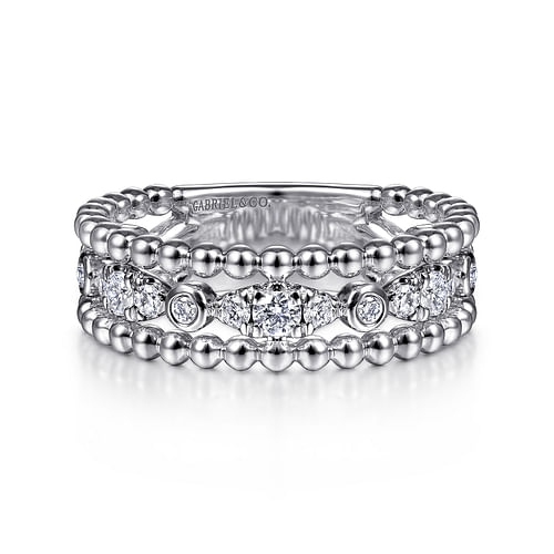 925 Sterling Silver White Sapphire Bujukan Easy Stackable Ladies Ring