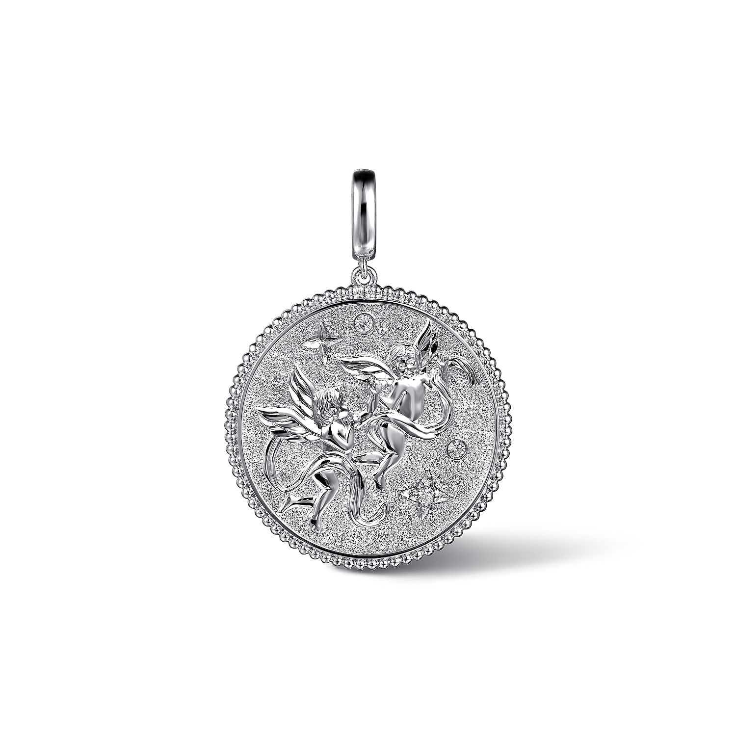 925 Sterling Silver White Sapphire Bujukan Gemini Medallion Pendant