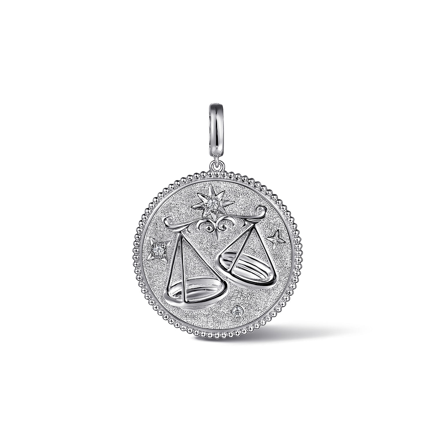 925 Sterling Silver White Sapphire Bujukan Libra Medallion Pendant