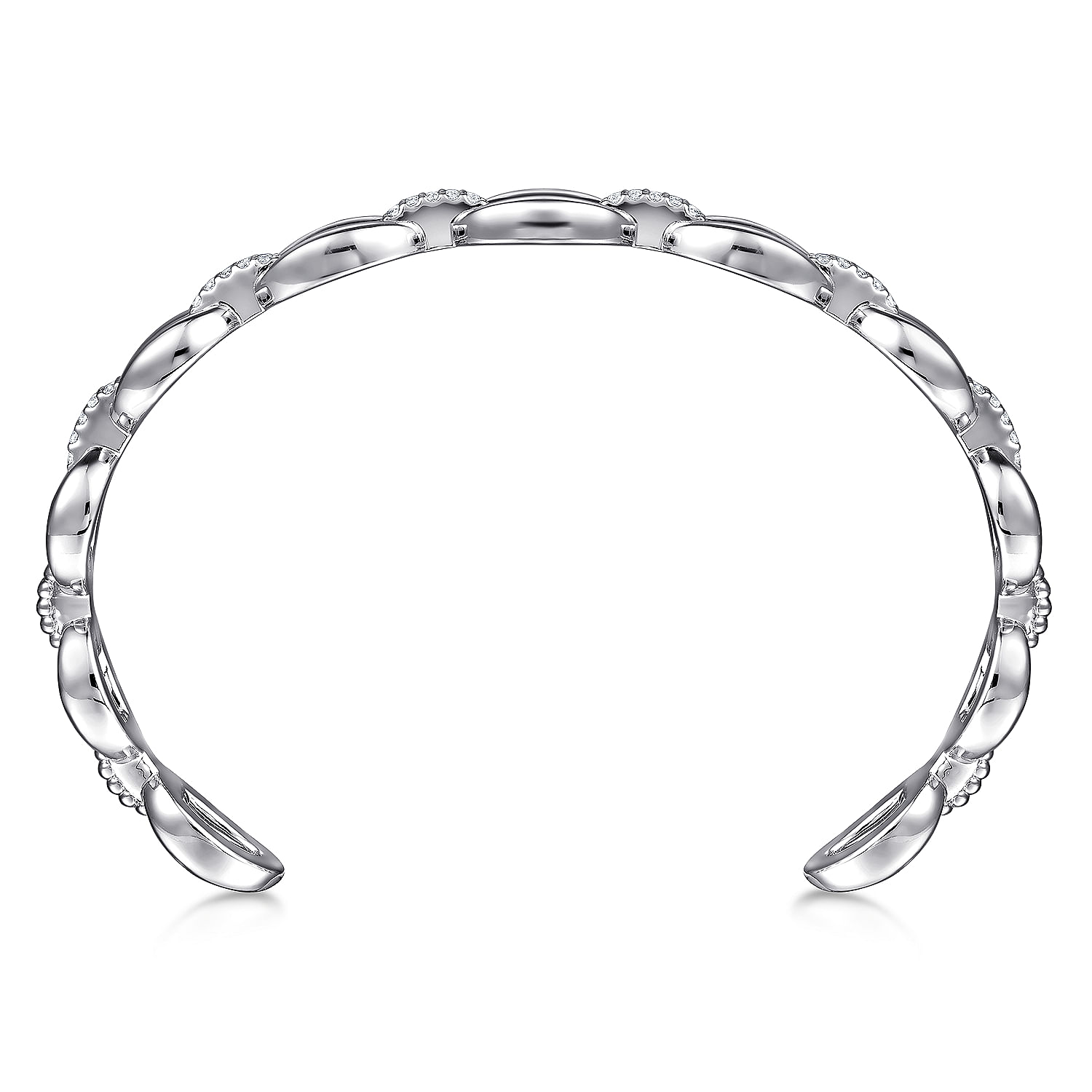 925 Sterling Silver White Sapphire Bujukan Link Chain Bangle