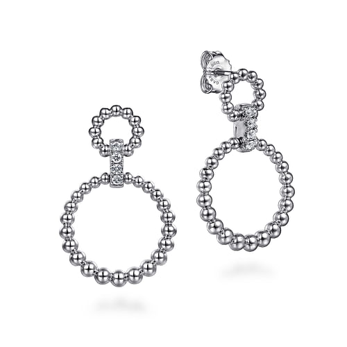 925 Sterling Silver White Sapphire Bujukan Link Drop Earrings