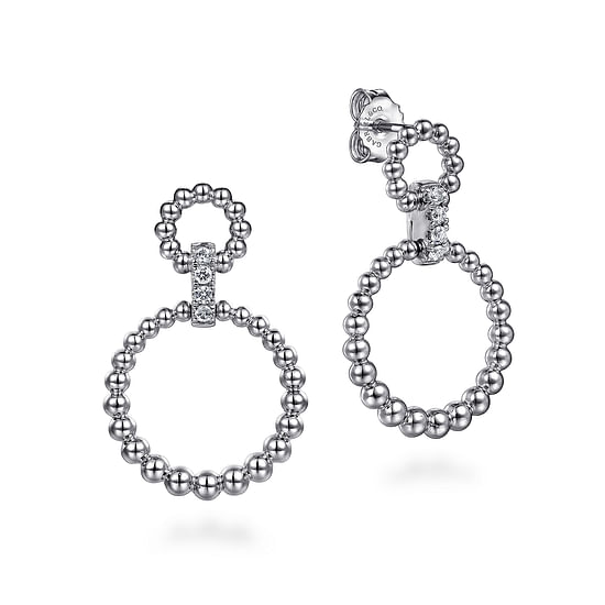 Gabriel - 925 Sterling Silver White Sapphire Bujukan Link Drop Earrings