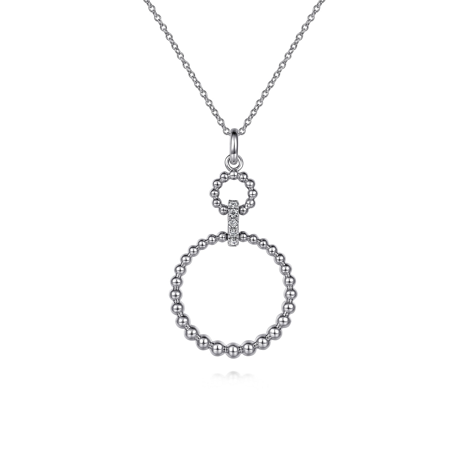925 Sterling Silver White Sapphire Bujukan Link Drop Necklace