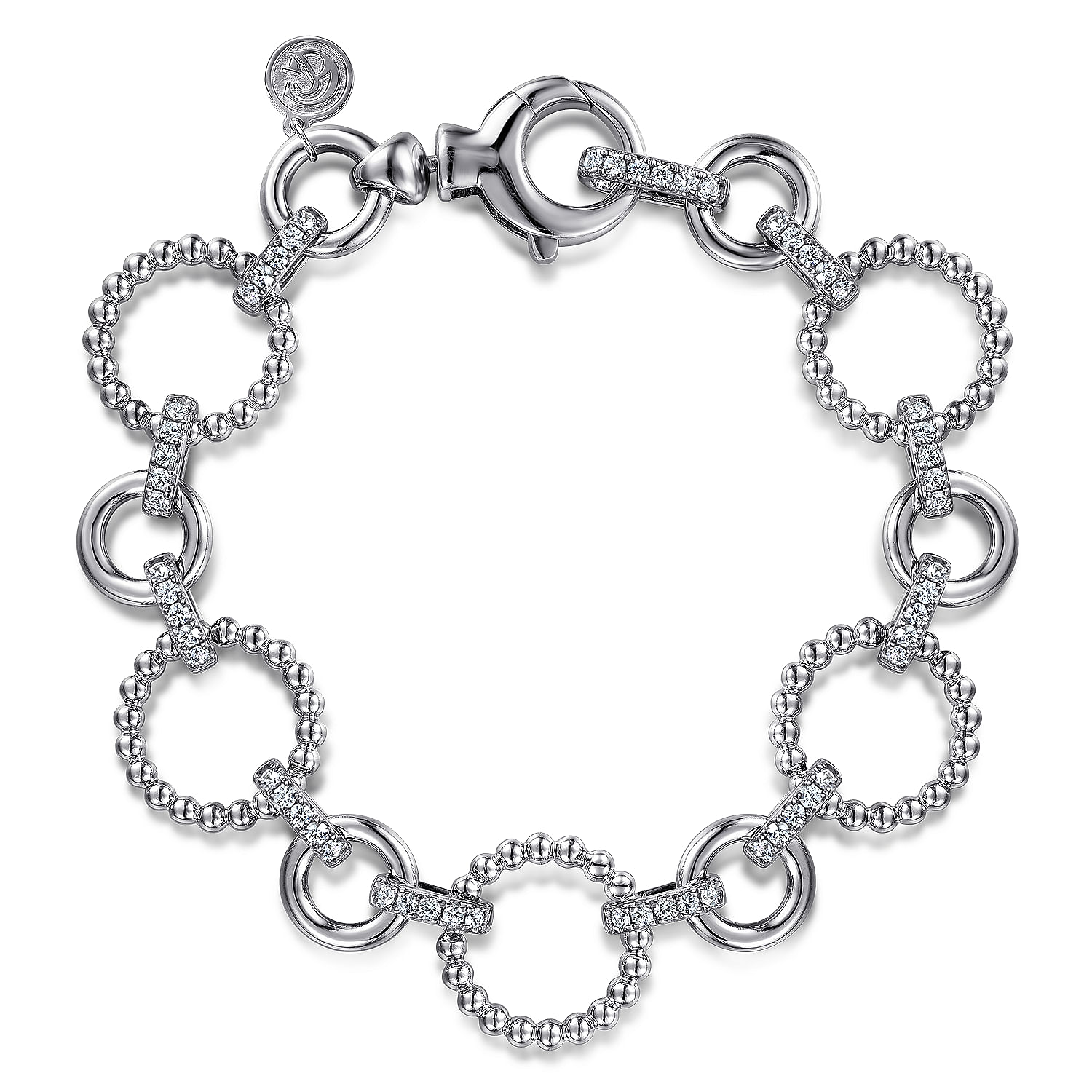 Gabriel - 925 Sterling Silver White Sapphire Bujukan Link Tennis Bracelet