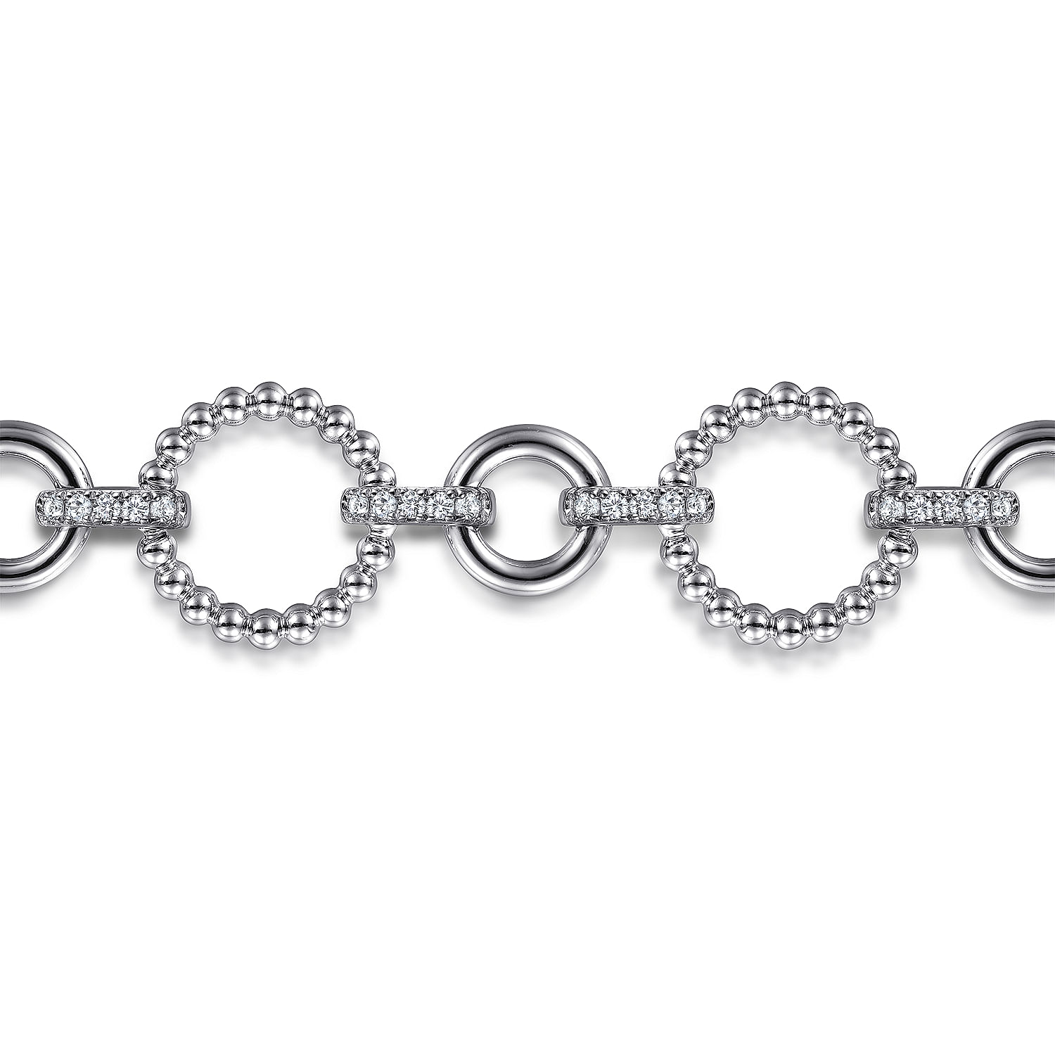 925 Sterling Silver White Sapphire Bujukan Link Tennis Bracelet