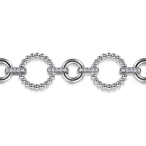 925 Sterling Silver White Sapphire Bujukan Link Tennis Bracelet