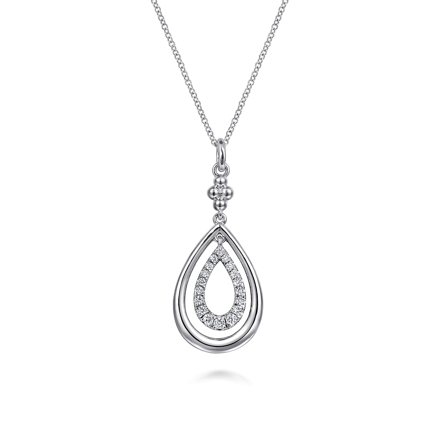 Gabriel - 925 Sterling Silver White Sapphire Bujukan Pear Drop Pendant Necklace
